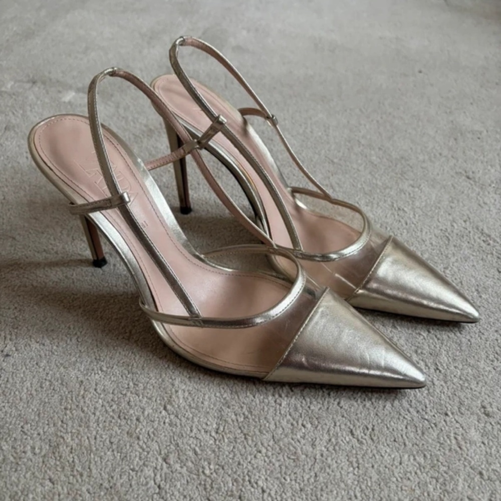 Zara Strappy Silver Pointed Heels